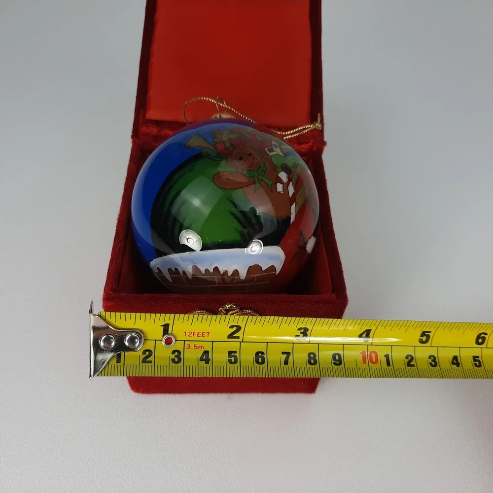 Pier 1 Imports LI BIEN Ornament Santa Claus Gifts Reindeer Reverse Painted Glass